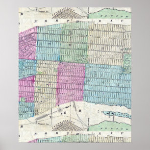 Póster Mapa de 1870 Parque Central de Nueva York