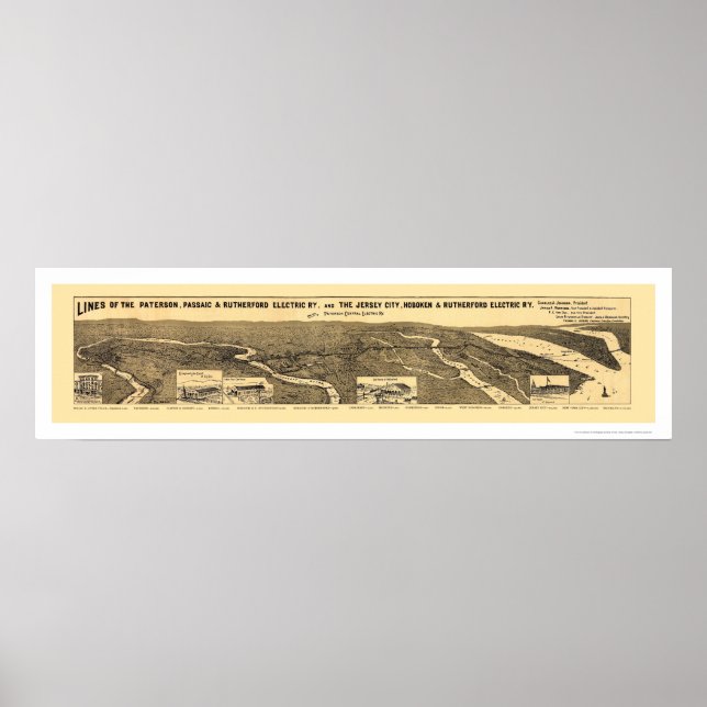 Póster Mapa de 1894 del ferrocarril eléctrico (Frente)