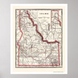 Póster Mapa de 1896 del municipio y el ferrocarril de Ida