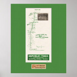 Póster Mapa de 1914, Fort Shelborn, Ely y Pan de Azúcar M