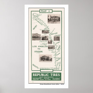 Póster Mapa de 1914, LA a Naranja
