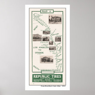Póster Mapa de 1914, LA a Naranja