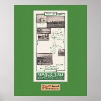 Póster Mapa de 1914, lago de hojas caídas y Talac