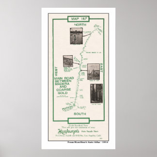 Póster Mapa de 1914, Madera al oro bruto