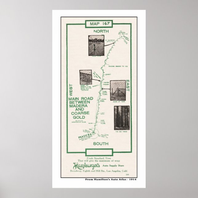 Póster Mapa de 1914, Madera al oro bruto (Frente)