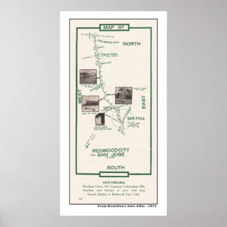 Póster Mapa de 1914, Palo Alto al Poster de San José