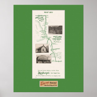 Póster Mapa de 1914, Salt Lake City y Orr's Ranch