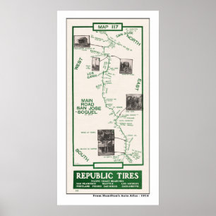 Póster Mapa de 1914, San José a Soquel