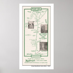 Póster Mapa de 1914, Tahoe, Pacific House to Tallac