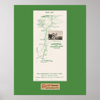 Póster Mapa de 1914, Tonopah al rancho de Gilbert
