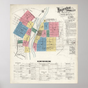 Póster Mapa de 1921 de Royersford Spring City PA