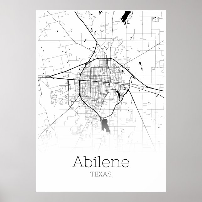 Póster Mapa de Abilene - Texas - Poster del Mapa de la Ci (Frente)