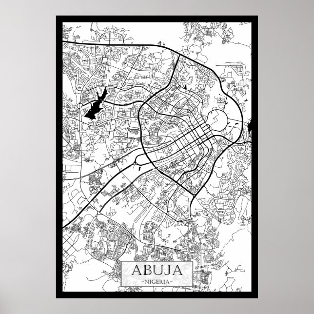 Póster Mapa de Abuja Nigeria (Frente)
