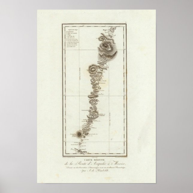 Póster Mapa de Acapulco a Ciudad de México (Frente)