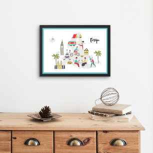 Póster Mapa de actividades de Europa