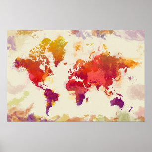 Póster Mapa de acuarela