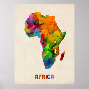 Póster Mapa de acuarela de África