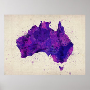 Póster Mapa de acuarela de Australia