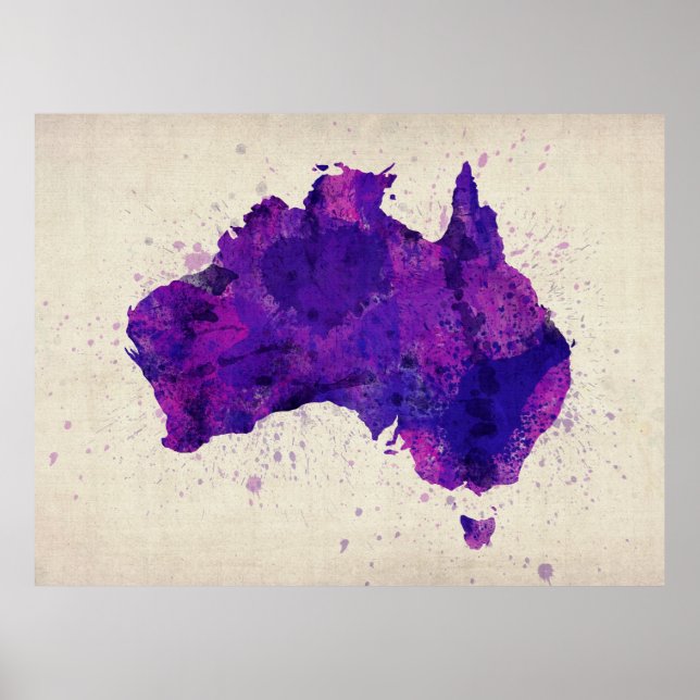 Póster Mapa de acuarela de Australia (Frente)