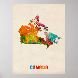 Póster Mapa de acuarela de Canadá