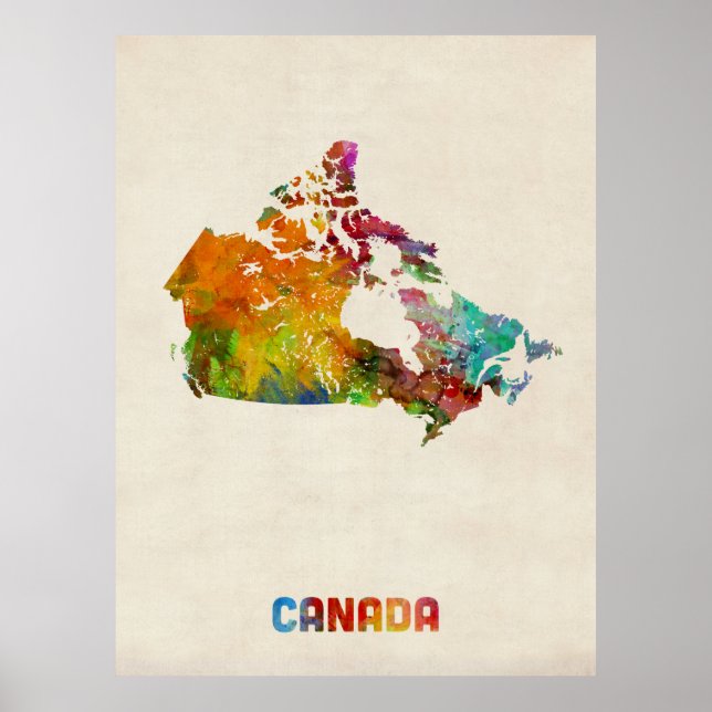 Póster Mapa de acuarela de Canadá (Frente)