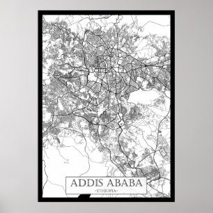 Póster Mapa de Addis Abeba Etiopía