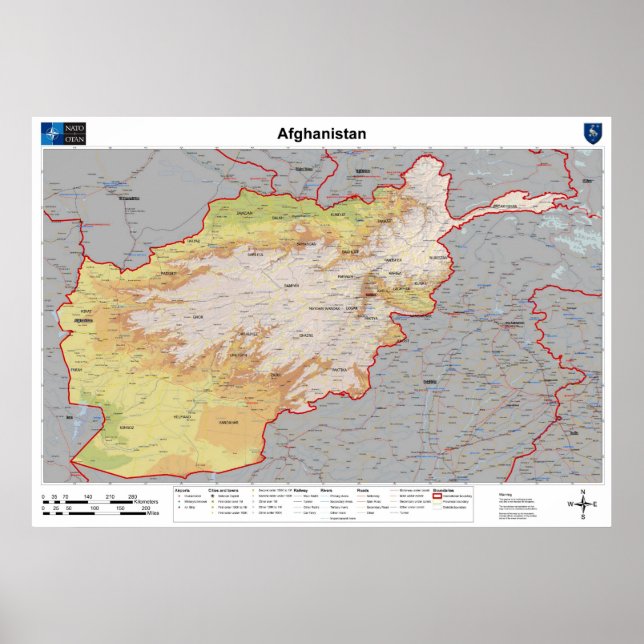 Póster Mapa de Afganistán (Frente)
