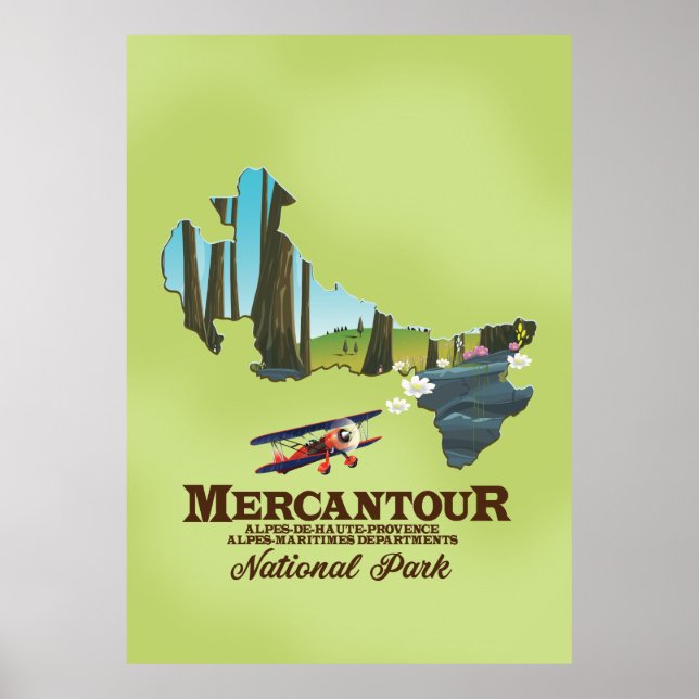 Póster mapa de afiches de viajes de mercantour national p (Frente)