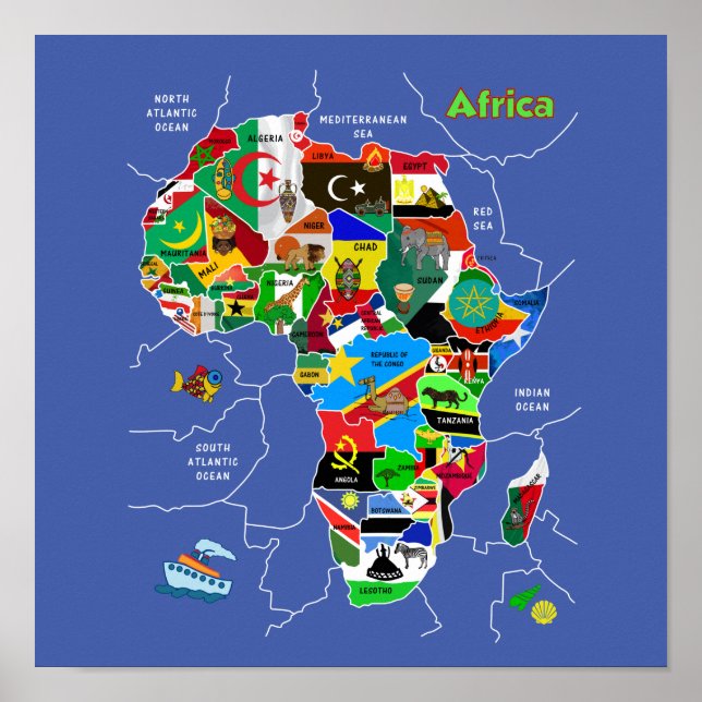 Póster Mapa de África (Frente)