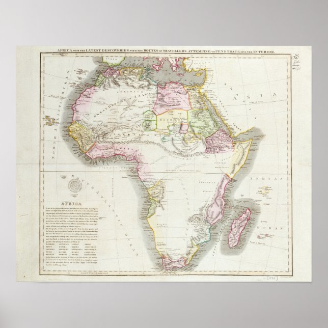 Póster Mapa de África, 1821 (Frente)