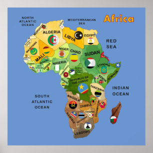 Póster Mapa de África con Poster de ilustraciones con ban
