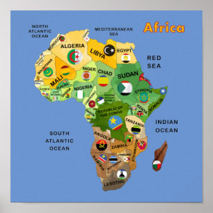 Póster Mapa de África con Poster de ilustraciones con ban