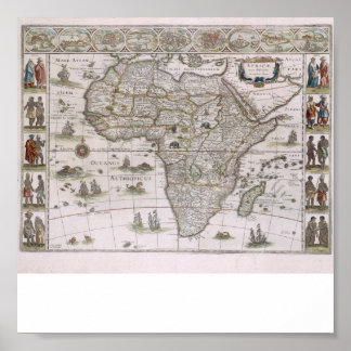 Póster mapa de África de 1600