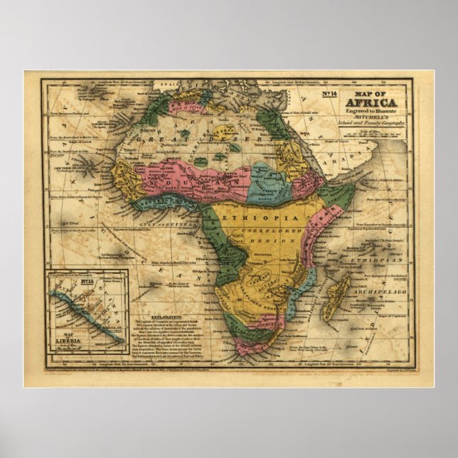 Póster Mapa de África de 1839 (Frente)