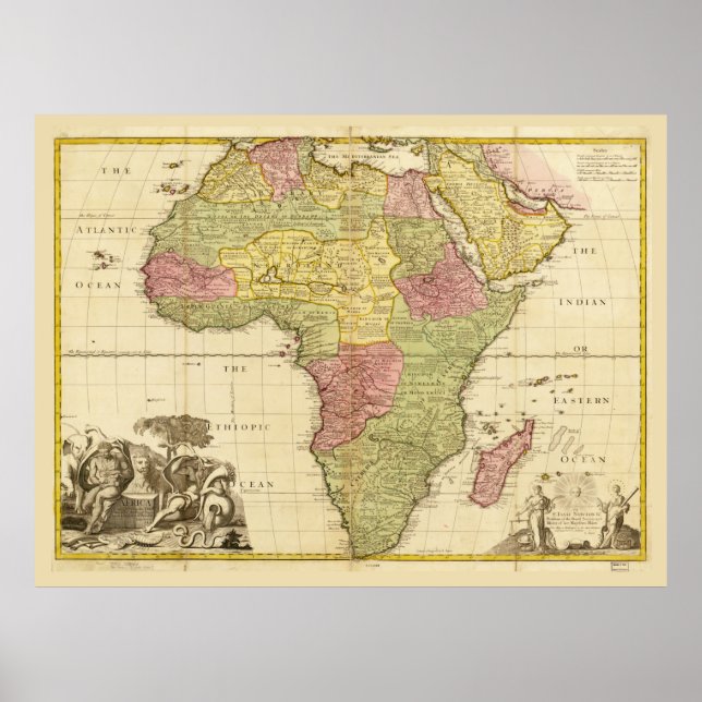 Póster Mapa de África de John Senex (1725) (Frente)