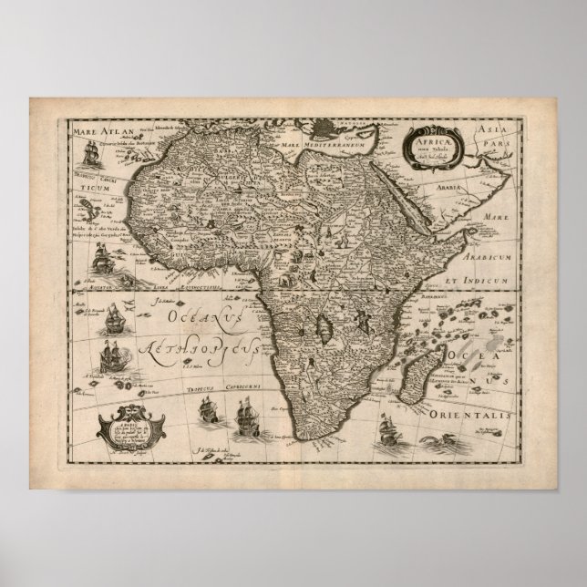 Póster Mapa de África de la época de 1640 (Frente)