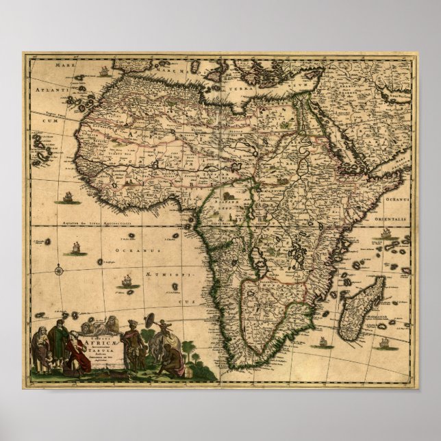 Póster Mapa de África de la época de 1688 (Frente)