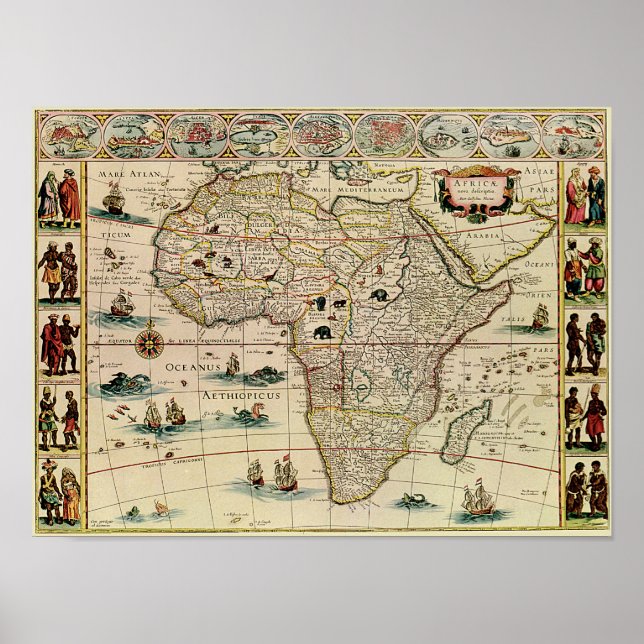 Póster Mapa de África de la época de los años 60 (Frente)