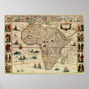 Póster Mapa de África de la época de los años 60