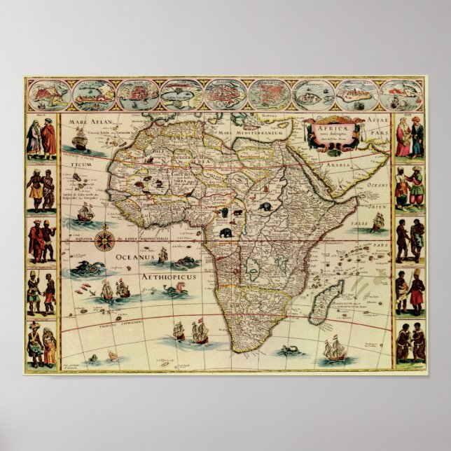 Póster Mapa de África de la época de los años 60 (Frente)
