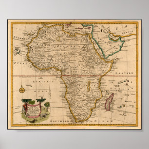 Póster mapa de África de los fin del siglo XIX
