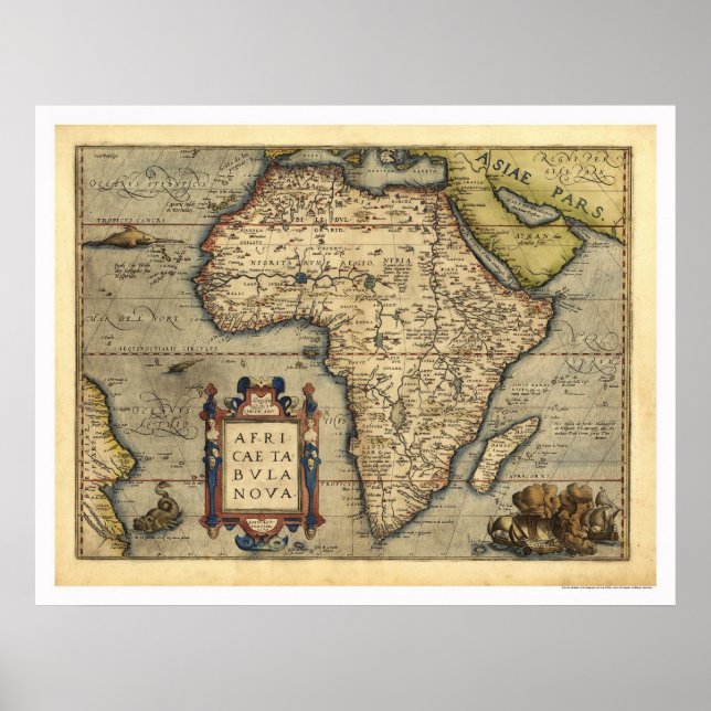Póster Mapa De África De Ortelius 1570 (Frente)