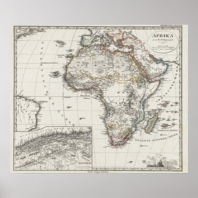 Póster Mapa de África de Stieler (Frente)