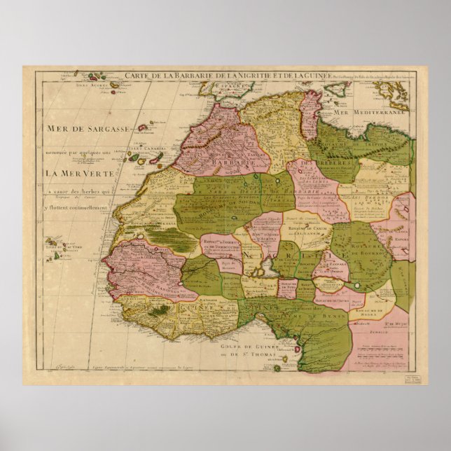 Póster Mapa de África Occidental (c 1718) (Frente)