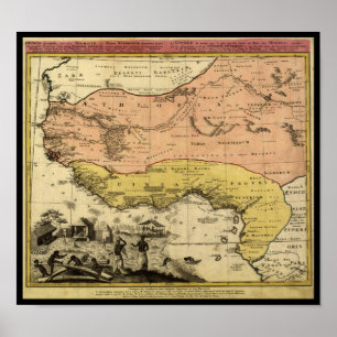 Póster Mapa de África Occidental de 1743