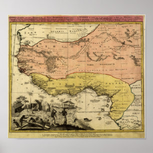 Póster Mapa de África Occidental de 1743