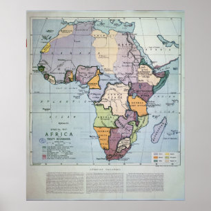 Póster Mapa de África que muestra los límites del