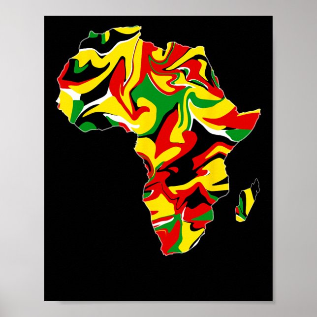 Póster Mapa de África Verde Amarillo Rojo Orgulloso Orgul (Frente)