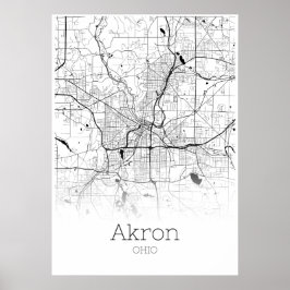 Póster Mapa de Akron - Ohio - Poster del Mapa de la Ciuda