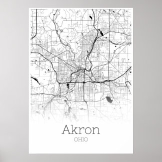 Póster Mapa de Akron - Ohio - Poster del Mapa de la Ciuda